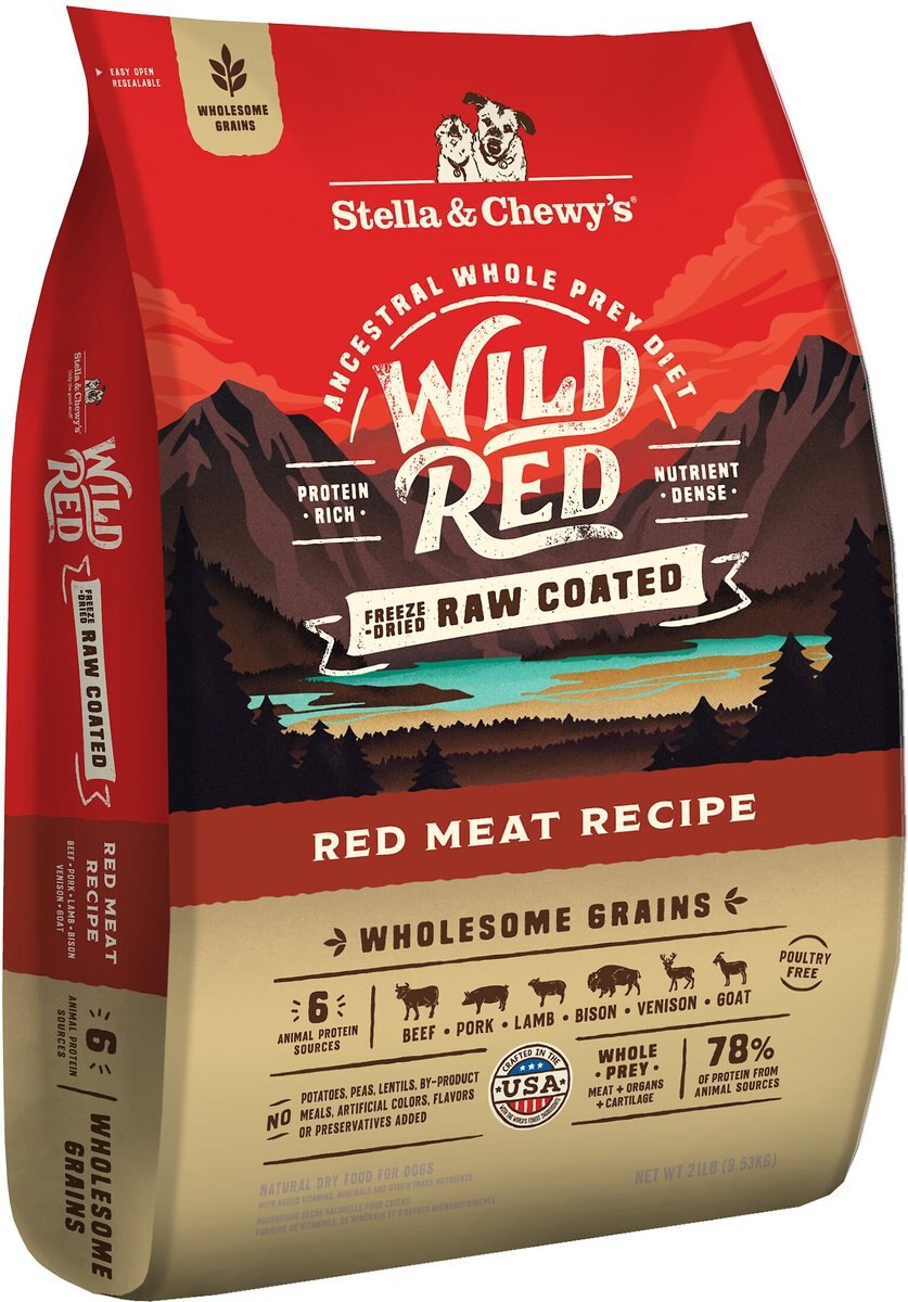 Stella & Chewy's Wild Red Raw Coated Kibble Wholesome Grains Red Meat Recipe Dry Dog Food