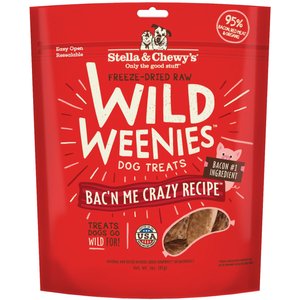 Stella & Chewy's Wild Weenies Bac'n Me Crazy Recipe Freeze-Dried Raw Dog Treats, 3-oz bag