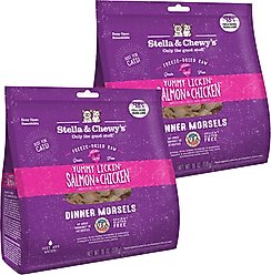 Stella & Chewy's Yummy Lickin' Salmon & Chicken Dinner Morsels Freeze-Dried Raw Cat Food, 18-oz bag, bundle of 2