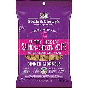 Stella & Chewy's Yummy Lickin' Salmon & Chicken Dinner Morsels Freeze-Dried Raw Cat Food, 1-oz bag