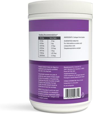 Show full view: Step Above Proteins Natural Pork Collagen Gelatin Protein Dog Supplement, 26-oz bottle slide 4 of 7