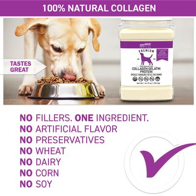 Show full view: Step Above Proteins Natural Pork Collagen Gelatin Protein Dog Supplement, 26-oz bottle slide 5 of 7