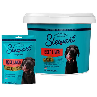 Stewart Stewart Beef Liver, 21-oz tub + Beef Liver Freeze-Dried Dog Treats, 8-oz pouch