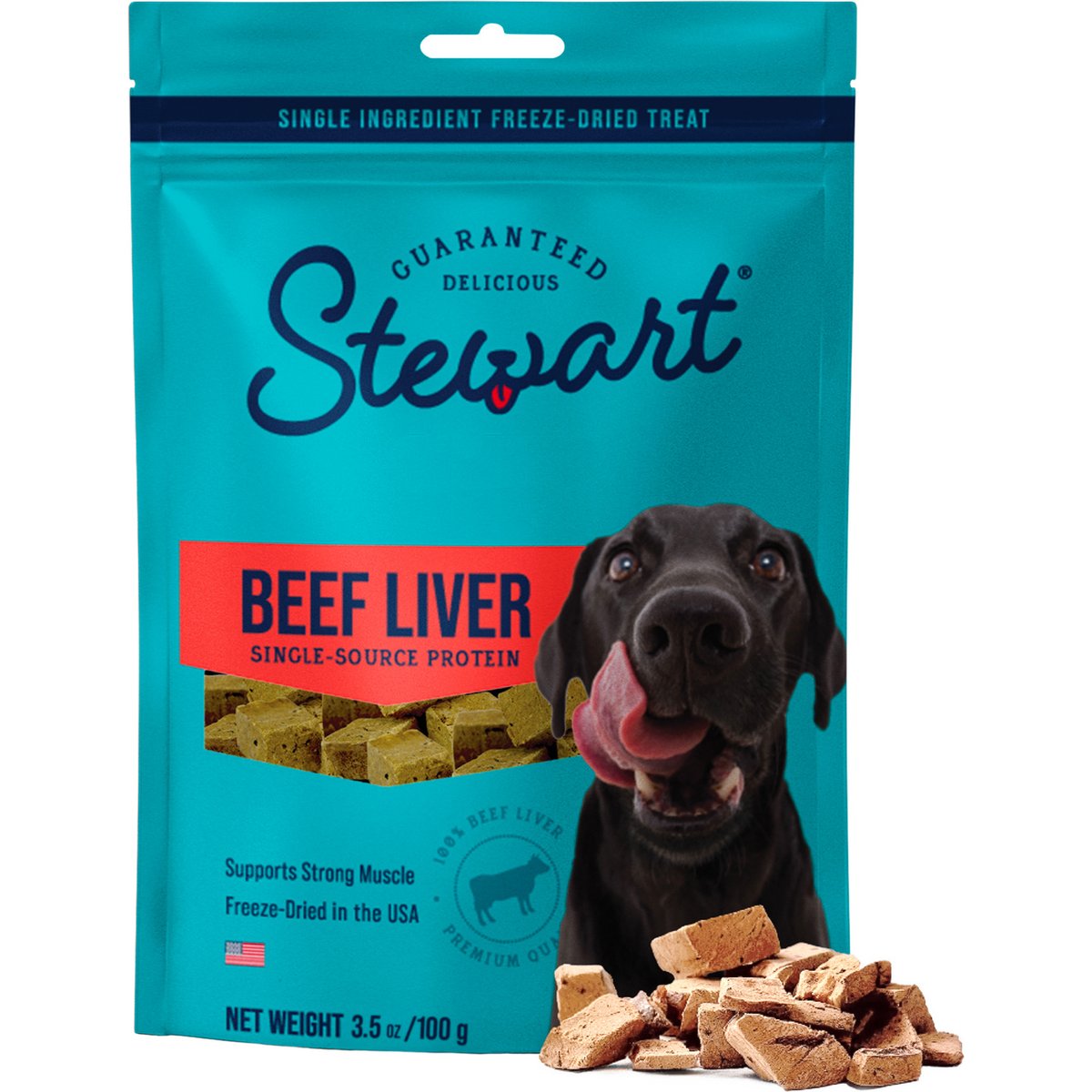 Stewart Beef Liver Single Ingredient Freeze-Dried Raw Dog Treats, 3.5-oz bag