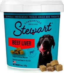 Stewart Beef Liver Single Ingredient Freeze-Dried Raw Dog Treats, 4-oz tub