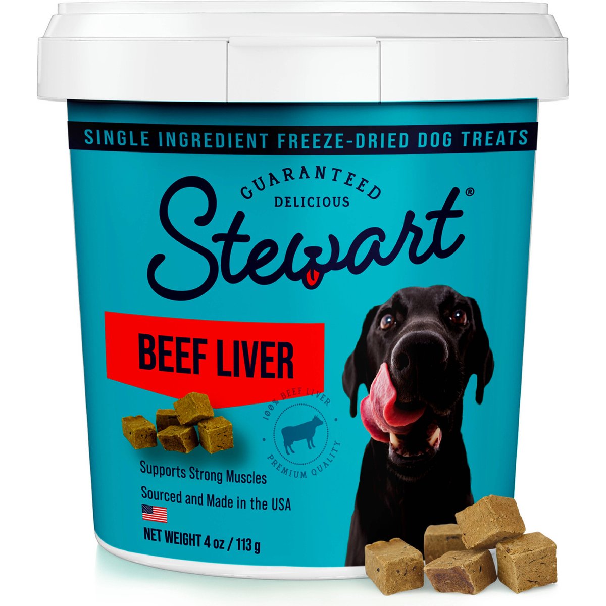 Stewart Beef Liver Single Ingredient Freeze-Dried Raw Dog Treats, 4-oz tub