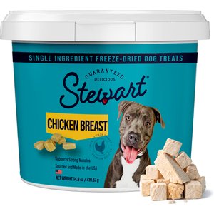 Stewart Chicken Breast Single Ingredient Freeze-Dried Raw Dog Treats, 14.8-oz tub