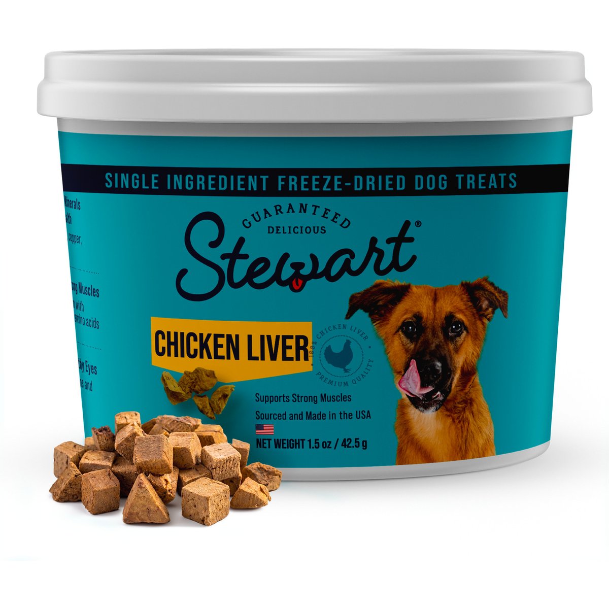 Stewart Chicken Liver Single Ingredient Freeze-Dried Raw Dog Treats, 1.5-oz tub