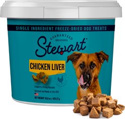 Stewart Chicken Liver Single Ingredient Freeze-Dried Raw Dog Treats, 16.8-oz tub