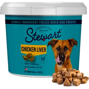 Stewart Chicken Liver Single Ingredient Freeze-Dried Raw Dog Treats, 16.8-oz tub