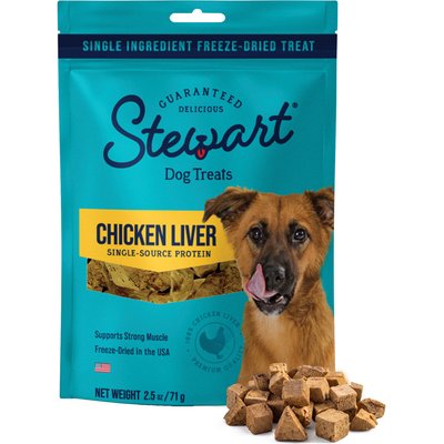 Stewart Stewart Chicken Liver Single Ingredient Freeze-Dried Raw Dog Treats, 2.5-oz bag