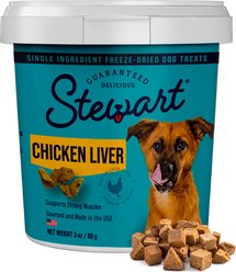 Stewart Chicken Liver Single Ingredient Freeze-Dried Raw Dog Treats, 3-oz tub