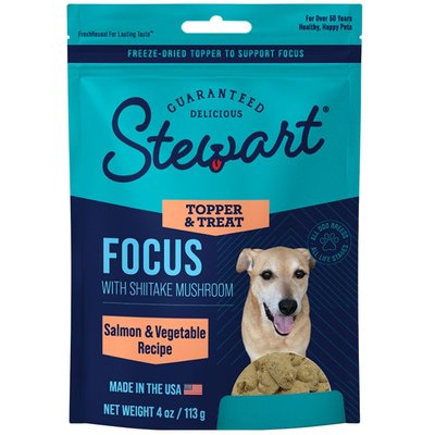 Stewart Stewart Focus with Shiitake Mushroom, Salmon & Vegetable Recipe Limited-Ingredient Adult, Freeze-Dried Dog Treats, 4-oz pouch