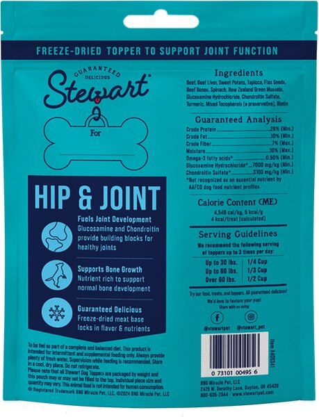 Stewart Hip & Joint with Glucosamine, Beef & Sweet Potato Recipe Limited-Ingredient Adult Freeze-Dried Dog Treats, 8-oz pouch
