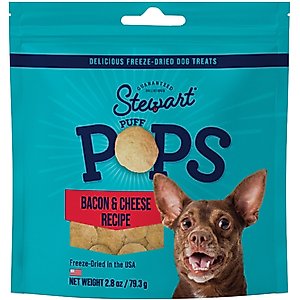 Stewart PuffPops Bacon & Cheese Recipe Freeze-Dried Dog Treats, 2.8-oz pouch