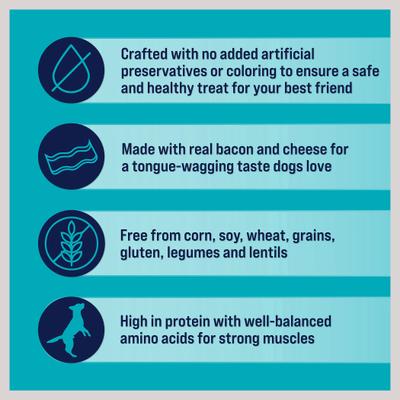 Show full view: Stewart PuffPops Bacon & Cheese Recipe Freeze-Dried Dog Treats, 2.8-oz pouch slide 6 of 10