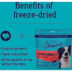 Stewart Supper Sprinkles Beef Liver Single Ingredient Dehydrated Dog Food Topper, 2.5-oz bag