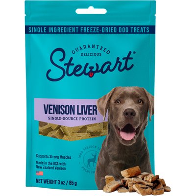 Stewart Stewart Venison Liver Single Ingredient Freeze-Dried Raw Dog Treats, 3-oz bag