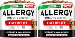 StrellaLab Allergy & Itch Relief Bacon Flavored Soft Chews for Dogs with Omega-3 Fish Oil, 240 count bundle