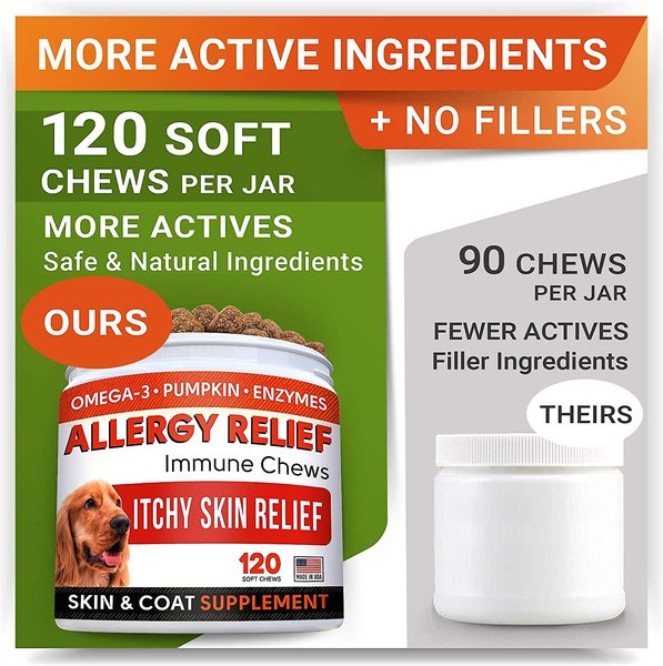 Show full view: StrellaLab Allergy Relief & Anti Itch Relief with Omega 3 Skin & Coat Fish Oil Chew Supplement for Dogs, 120 count slide 4 of 8