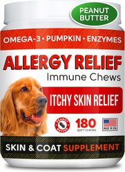 StrellaLab Allergy Relief & Anti Itch Relief with Omega 3 Skin & Coat Fish Oil Chew Supplement for Dogs, 180 count
