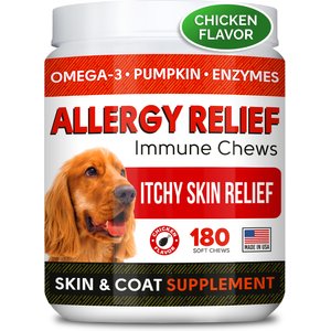 StrellaLab Allergy Relief & Anti Itch Relief with Omega 3 Skin & Coat Fish Oil Chew Supplement for Dogs, 180 count