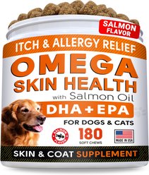 StrellaLab Allergy Relief & Itch Relief with Omega 3 Skin & Coat with Salmon Oil Chew Supplement for Dogs, 180 count