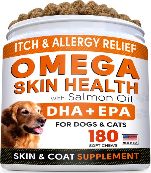 Show full view: StrellaLab Allergy Relief & Itch Relief with Omega 3 Skin & Coat with Salmon Oil Chew Supplement for Dogs, 180 count slide 1 of 8