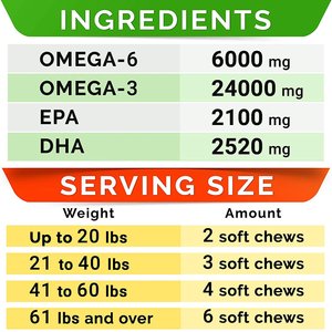 StrellaLab Allergy Relief & Itch Relief with Omega 3 Skin & Coat with Salmon Oil Chew Supplement for Dogs, 180 count