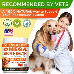 StrellaLab Allergy Relief & Itch Relief with Omega 3 Skin & Coat with Salmon Oil Chew Supplement for Dogs, 180 count