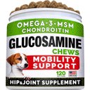 StrellaLab Glucosamine Chondroitin & Hip & Joint with Omegas 3 & Fish Oil Advanced Mobility Chew Supplement for Dogs, 120 count