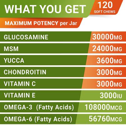 Show full view: StrellaLab Glucosamine Chondroitin Soft Chew Joint Supplement for Dogs, 240 count slide 5 of 7