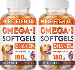 StrellaLab Omega-3 Fish Oil Skin & Coat Softgel Supplement for Dogs and Cats, 360 count bundle slide 1 of 7