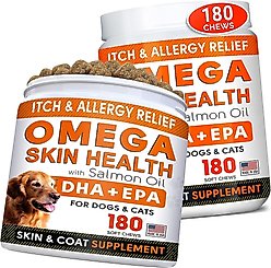 StrellaLab Omega Skin Health Soft Chews Skin & Coat Supplement for Dogs, 360 count