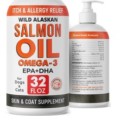 StrellaLab Salmon Oil & Cats & Itch & Allergy Relief Skin & Coat with Omega 3 Supplement for Dogs, 32-fl oz bottle