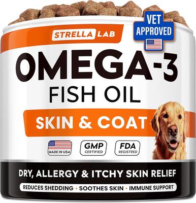 dog fish pol Wuffes Omega-3 Oil for Dogs (8 oz) 3 fatty acids DHA and EPA Pure Fish Oil, Omega-3 Softgels,