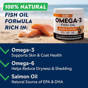 StrellaLab Salmon Oil Skin & Coat Chicken Flavored Soft Chews for Dogs with Omega-3 & 6, 180 count
