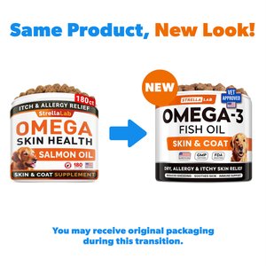 StrellaLab Salmon Oil Skin & Coat Chicken Flavored Soft Chews for Dogs with Omega-3 & 6, 180 count