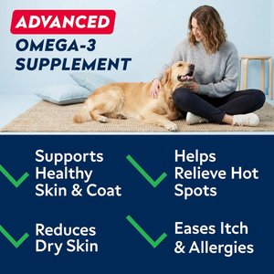 StrellaLab Salmon Oil Skin & Coat Chicken Flavored Soft Chews for Dogs with Omega-3 & 6, 180 count