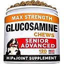 StrellaLab Senior Advanced Glucosamine Chondroitin Hip & Joint with Omega 3 & Fish Oil Chew Supplement for Dogs, 120 count