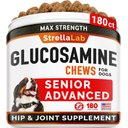 StrellaLab Senior Advanced Glucosamine Chondroitin Hip & Joint with Omega 3 & Fish Oil Chew Supplement for Dogs, 180 count