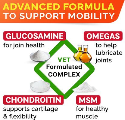 Show full view: StrellaLab Senior Advanced Glucosamine Chondroitin Hip & Joint with Omega 3 & Fish Oil Chew Supplement for Dogs, 180 count slide 4 of 9