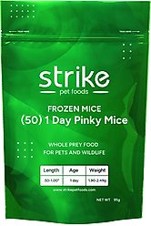 Strike 1 Day Frozen Pinky Mice Reptile Food, 50 count