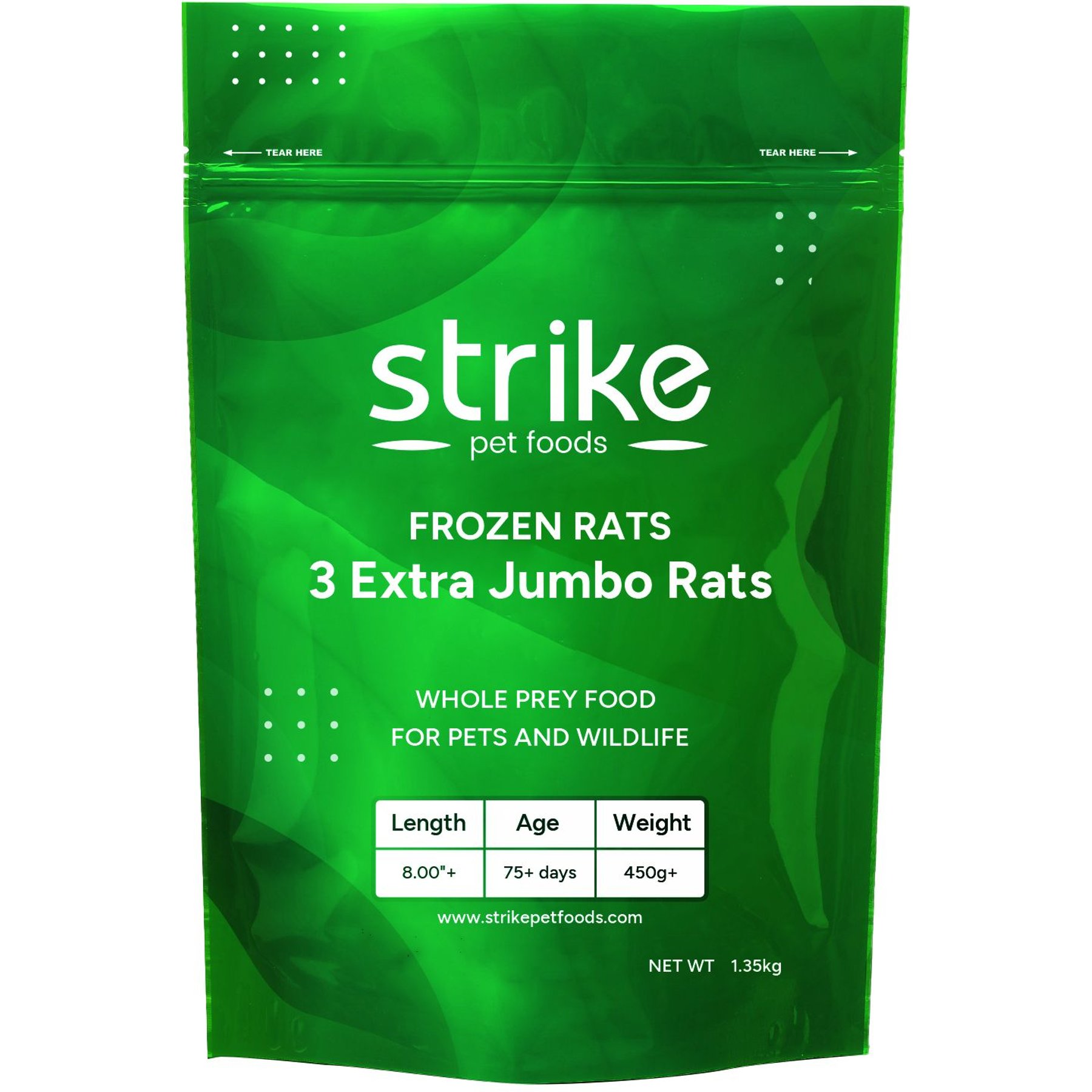 Strike Extra Jumbo Frozen Rats Reptile Food, 3 count