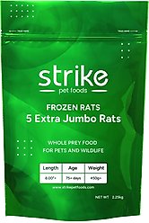 Strike Extra Jumbo Frozen Rats Reptile Food, 5 count