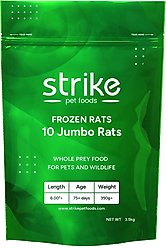 Strike Jumbo Frozen Rats Reptile Food, 10 count