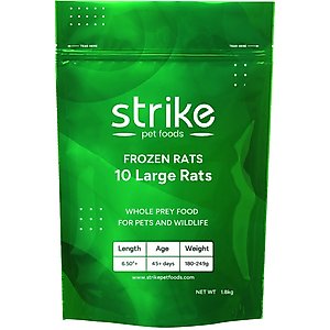 Strike Large Frozen Rats Reptile Food, 10 count