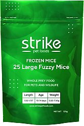 Strike Large Fuzzy Frozen Mice Reptile Food, 25 count