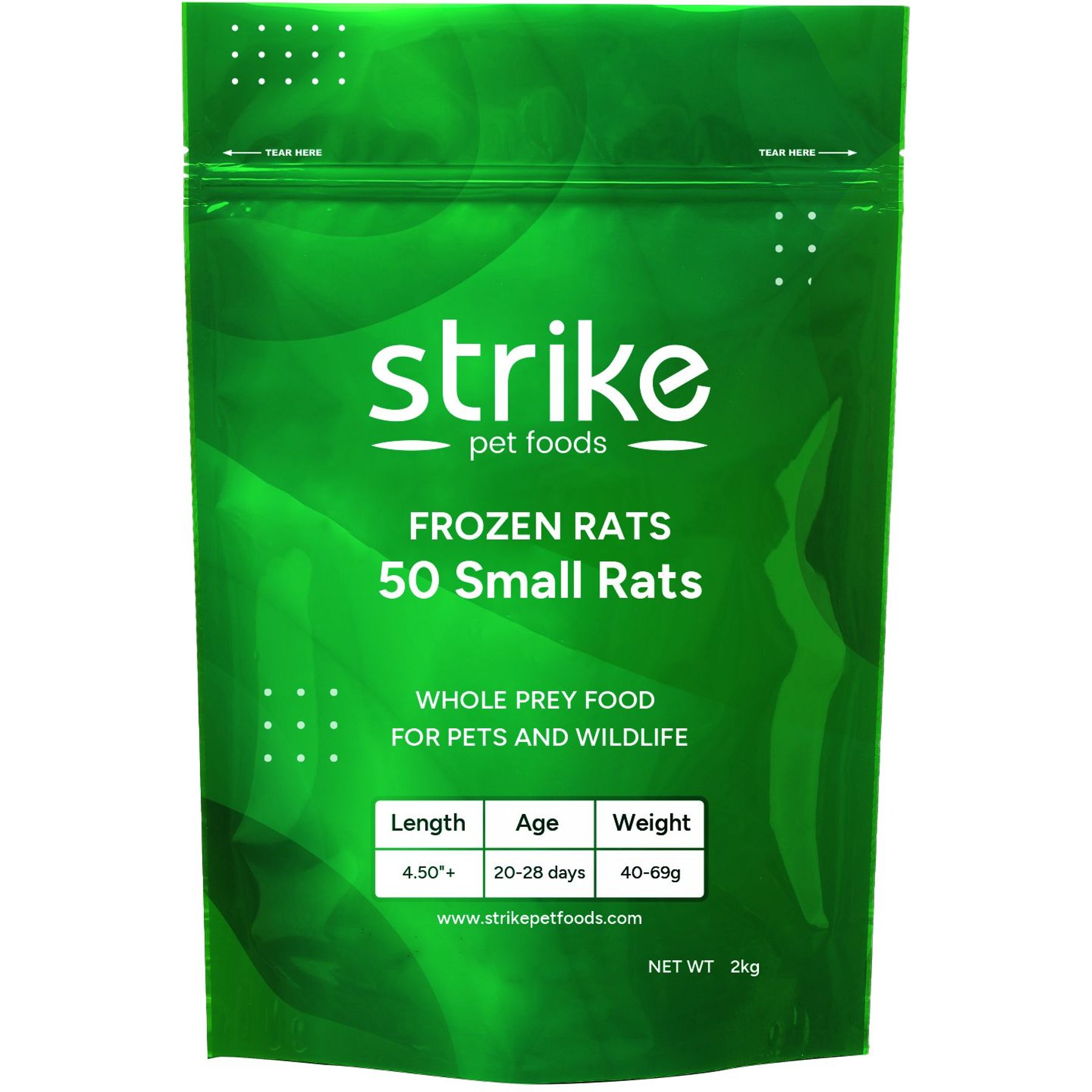 Strike Small Frozen Rats Reptile Food, 50 count
