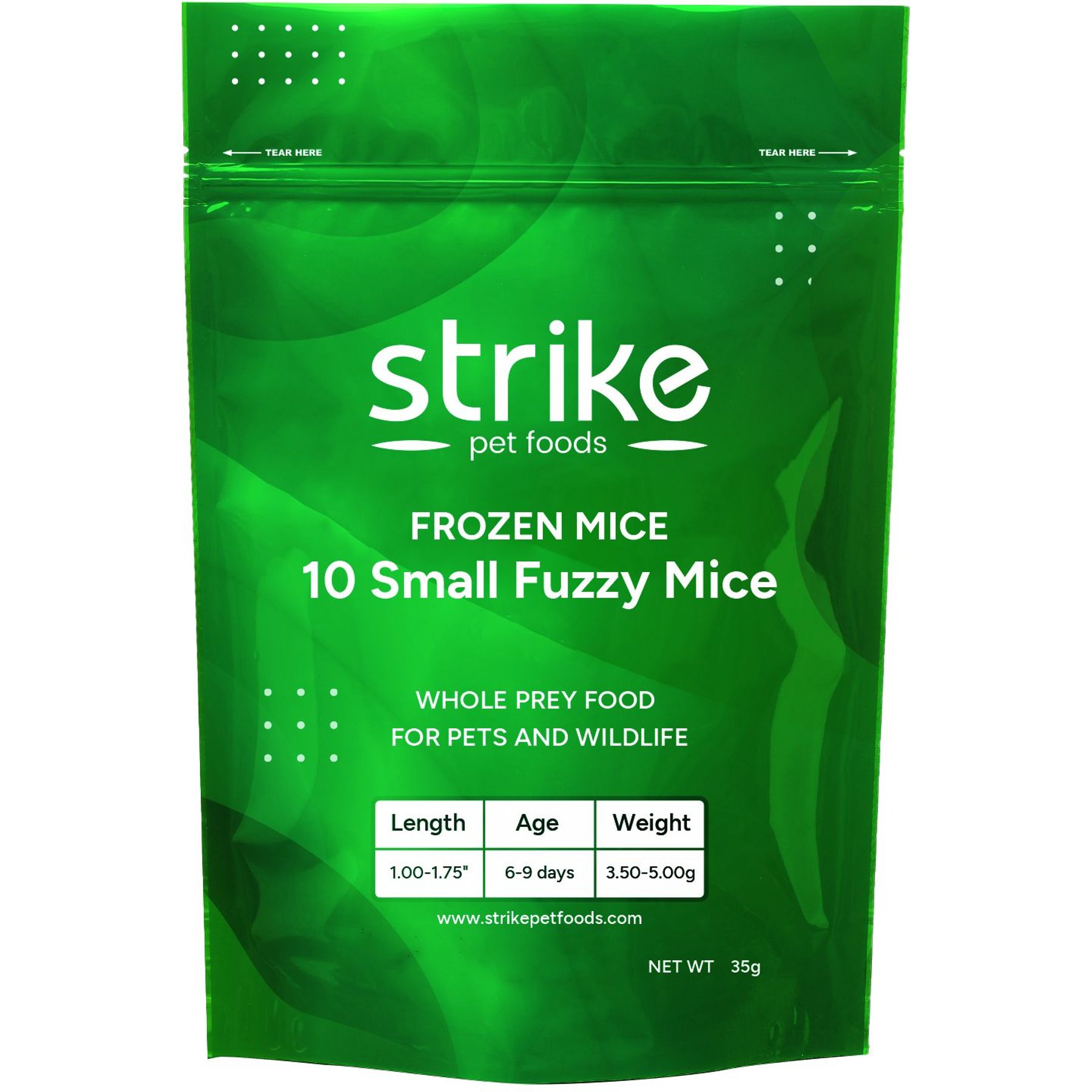 Strike Small Fuzzy Frozen Mice Reptile Food, 10 count